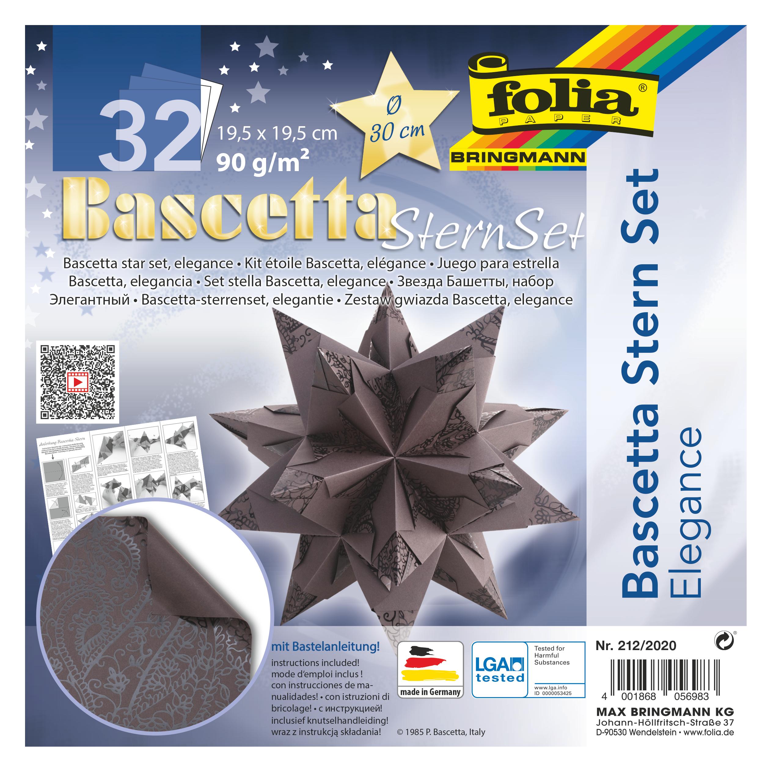Folia Bringmann 212/2020 - Bastelset Bascetta Stern Elegance, Indian Dreams braun, 32 Blatt, 19,5 (90 g/m², 32x) (212/2020)