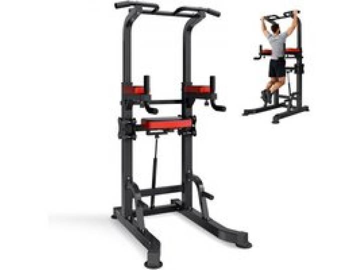 VEVOR Klimmzugstange Klimmzugstation Power Dip Station mit 150 kg Tragkraft & H-Rahmenkonstruktion stabilem Sockel & Unterstützungsplattform, 9-fach höhenverstellbar, Training von Armen Rücken