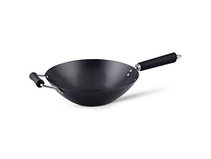 Ken Hom Wok Acier au Carbone\, 31cm\, Excellence\, Poele Wok Induction/Compatible avec les Ustensiles en Métal\, Passe au lave-vaisselle\, Garantie de 2 ans