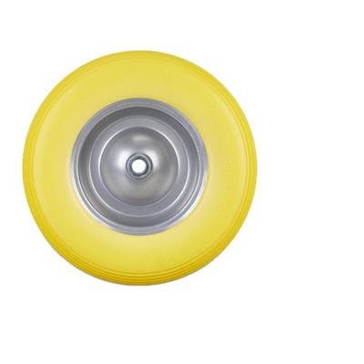 Relaxdays Schubkarrenrad 4.80 4.00-8, Vollgummireifen u. Stahlfelge, Ersatzrad pannensicher, 100kg Traglast, gelb-grau
