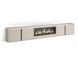 LOWBOARD, Beige, 315/35/50cm, Kamin mit Feuereffekt XXL
