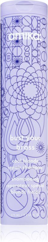 amika Bust Your Brass Cool Blonde shampoing tonifiant violet pour cheveux blonds et gris 275 ml