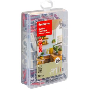 Fischer Schrauben-Dübel-Set 563577, EasyDIY Box Outdoor, Universaldübel in 2 Größen & Schrauben, 144-teilig, 30 Stück