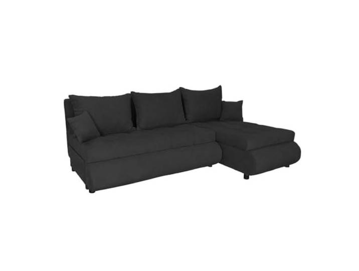 FORNIRO 24 NELA Ecksofa 199x143x80cm Schwarz Wohnzimmer Couch Schlafsofa Mit Schlaffunktion & Bettkasten - L-Form - Kissen - Stoff Komfort ausziehbar Gäste bequem Stauraum Design hochwertig robust
