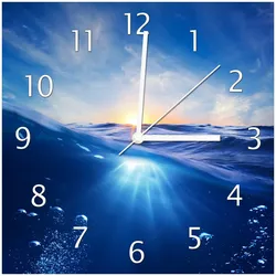 Wallario Uhr 30 x 30 cm, weiße Zeiger Wellen im Meer bei Sonnenuntergang
