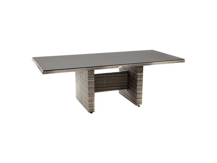 Ploß Nizza Gartentisch 220x100cm Geflecht/Glas Dunkelgrau Braun