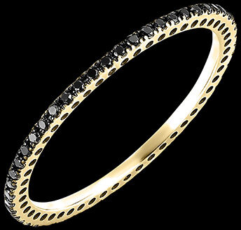Edenly Trauring Funken - Gelbgold, 18 Karat, mit schwarzen Diamanten