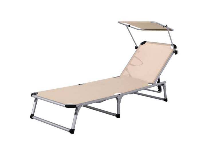 Liegestuhl Lyon mit Sonnendach beige