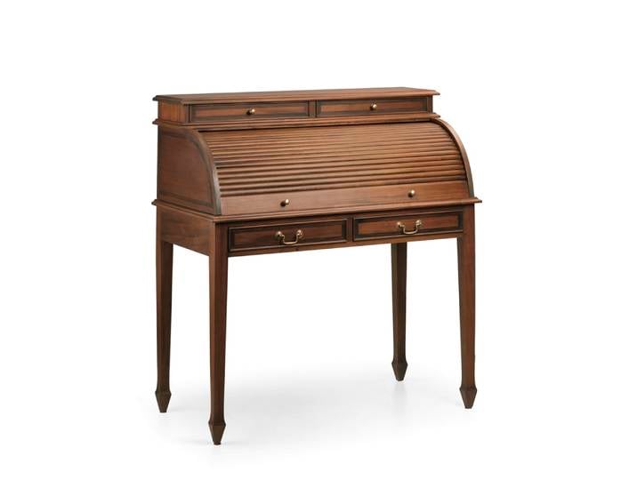 Bureau avec volet roulant en bois marron, L 103 cm