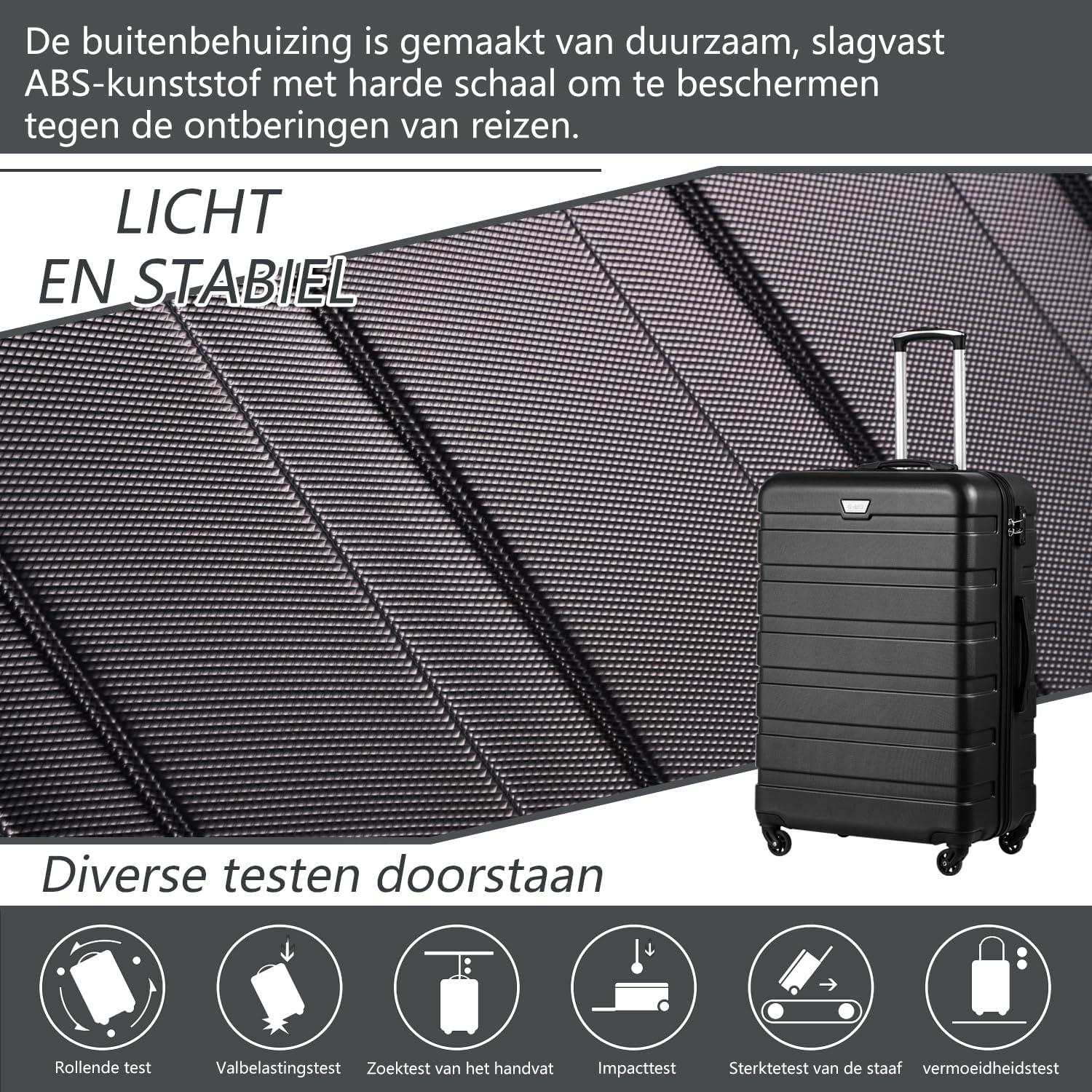 Hartschalenkoffer, großer Reisekoffer, Gepäckkoffer, leichtgewichtiger Reisekoffer, Handgepäckkoffer, inkl. TSA-Schloss, Trolley-Koffer, Rollkoffer, 4 Räder