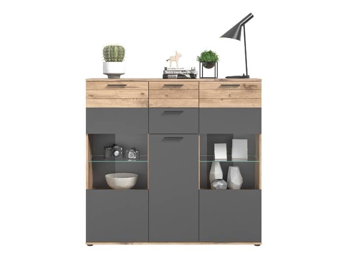 Highboard Mason , Nox Oak / Basalt Grau