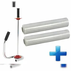 VEPATIM Sparset 2 Rollen Handstretchfolie Handwickelfolie 17my 50cm mit Abroller DE LUXE