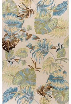 Domani Ivory/Blue Botanical Tropics Hand-Tufted Wool Area Rug