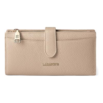Geldbörse LAZAROTTI "Bologna Leather Geldbörse Leder 20 cm", Damen, beige (sand), Leder, Kleinlederwaren