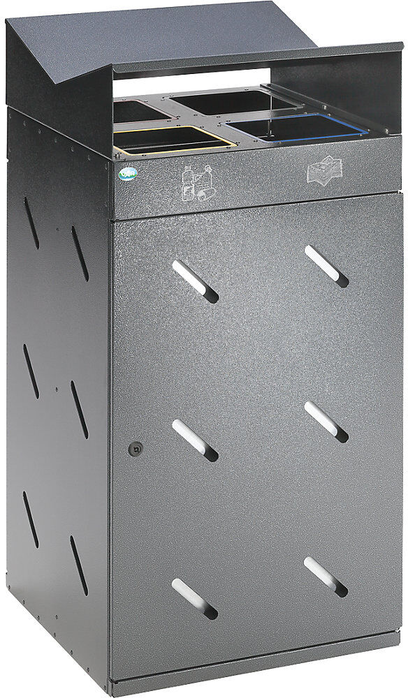Abfallsammelstation, 4fach-Einwurf, Volumen 200 l, antiksilber VAR