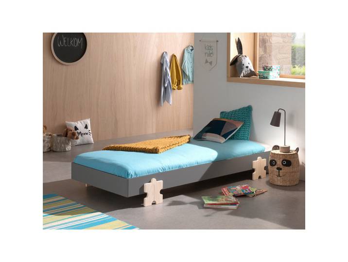 Vipack Kinder-/Juniorbett, Grau, Holz, Kiefer, 90x200 cm, Kinderzimmer & Jugendzimmer, Kindermöbel, Kinderbetten