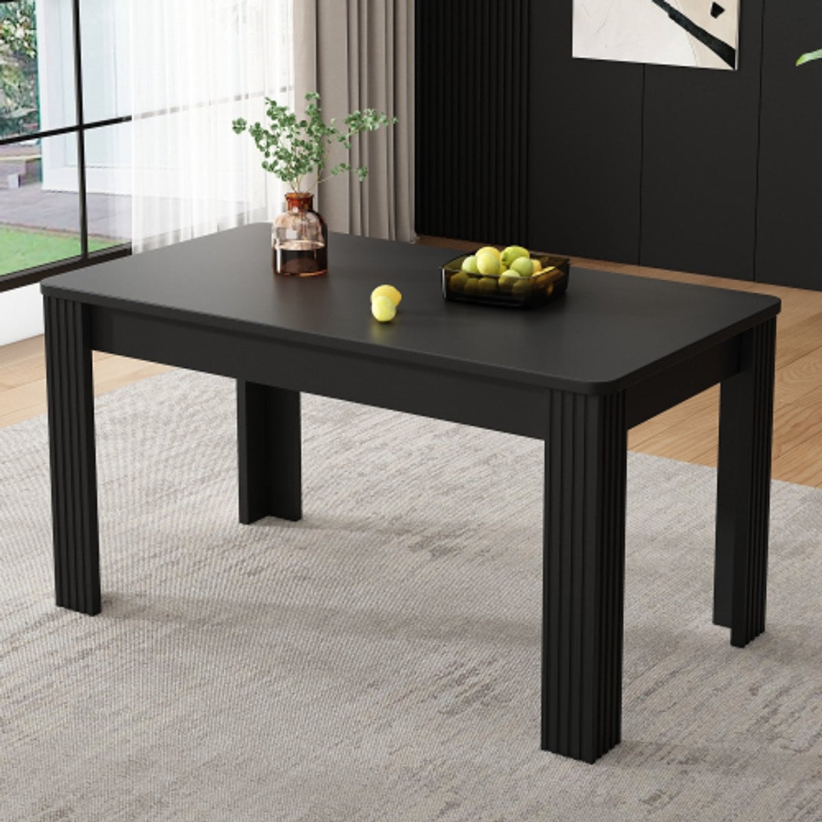 Moderne zwarte rechthoekige eettafel voor volwassenen