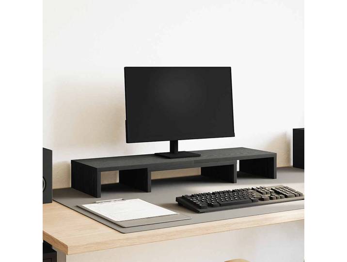 vidaXL Monitorständer Verstellbar Schwarz Eichen-Optik 80x24x10,5 cm