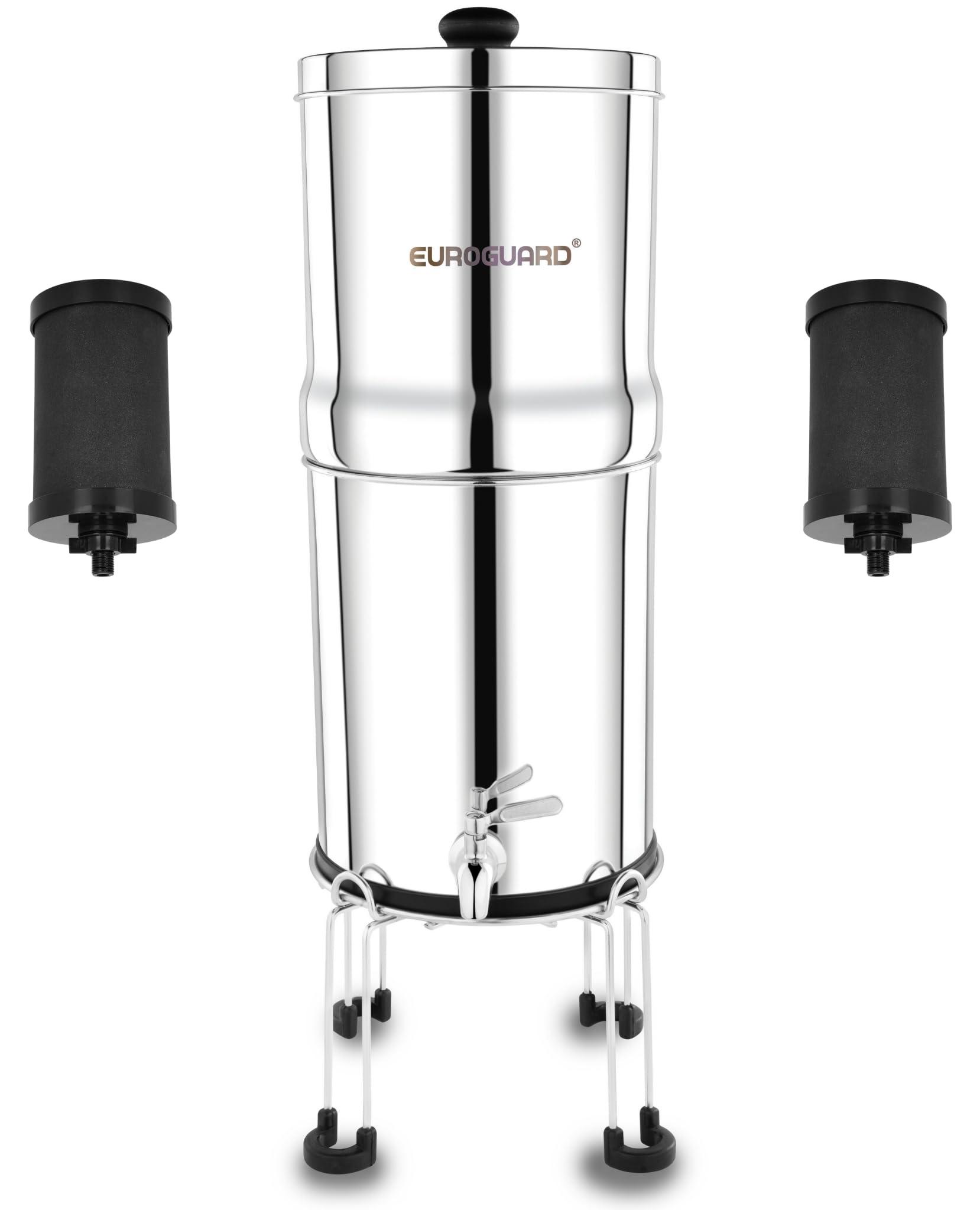 Schwerkraft-Wasserfilter 5,6 l Edelstahl 304, 2 Patronen UF + Aktivkohle