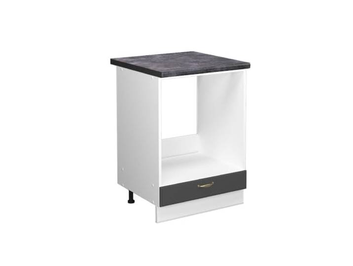 Vicco Herdumbauschrank Fame-Line, Anthrazit-Gold Landhaus, 60 cm MDF-Front · Arbeitsplatte Anthrazit · Höhenverst. Füße · Metallgriffe · Einfache Integration