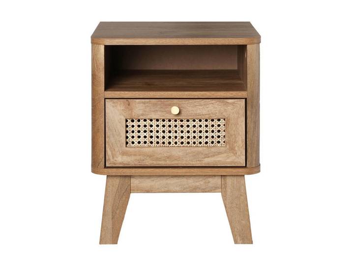 Calicosy Nachttisch 1 schublade mit rattanfront und 1 fach palmo 39/39/49 cm, Apfelbaumfarben, 39x49x39 cm, Schlafzimmer, Nachtkästchen