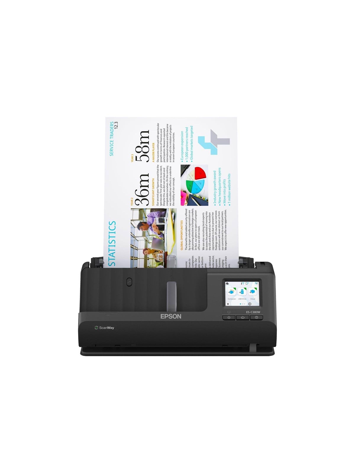 Epson ES-C380W - sheetfed scanner - desktop - USB 2.0 Wi-Fi(n)