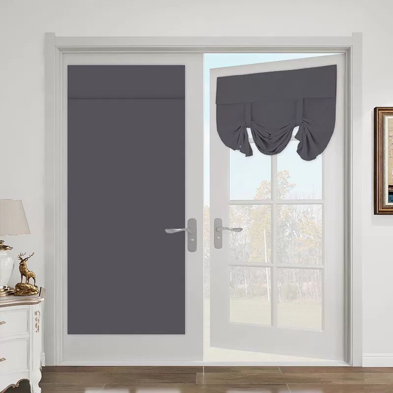 INF Rideau/Rideau de porte occultant de haute précision de couleur unie Gris