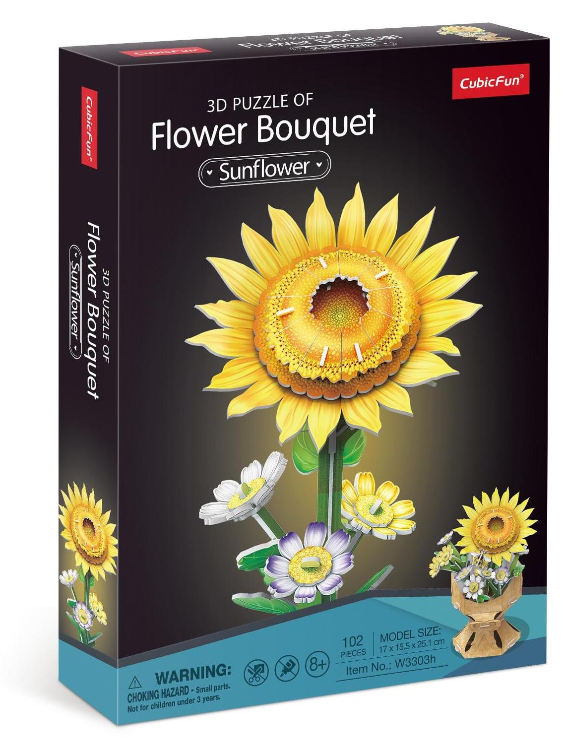 Cubic Fun bloemenboeket met zonnebloemen Dante