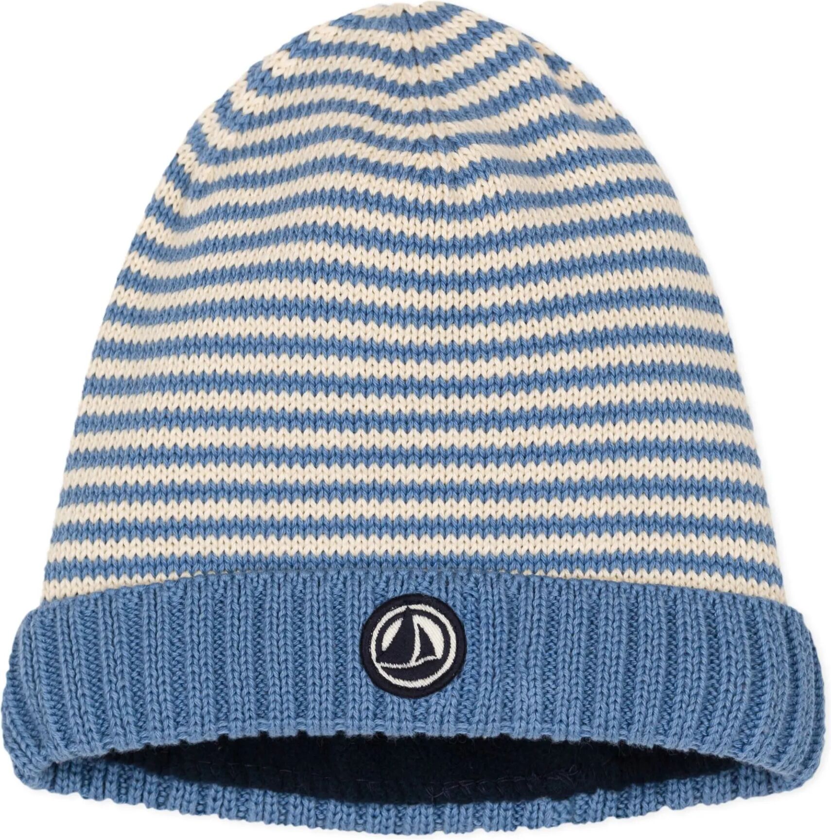 Petit Bateau Bonnet Doublé Polaire Rayé Bleu 12 mois