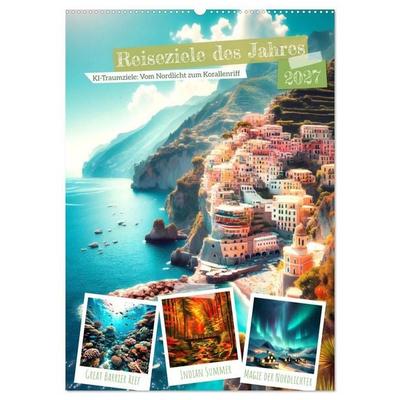 Reiseziele des Jahres - vom Nordlicht bis Korallenriff: 12 Traumziele (Wandkalender 2027 DIN A2 hoch), CALVENDO Monatskalender