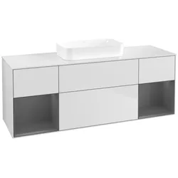 Villeroy und Boch Finion Waschtischunterschrank F741GKMT 160x60,3x50,1cm, Regale Anthracite matt lacquer, White matt lacquer