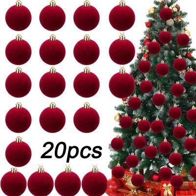Tree Flocked Ball Hanging, Wine Red Velvet Christmas Balls, Home Decor Pendents Festival Party Supplies Gift Tree Flocked Ball Hanging, Wine Red Velvet Christmas Balls, Home Decor Pendents Festival Party Supplies Gift