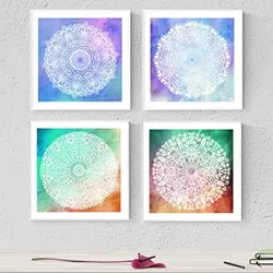 POSTER Set mit 4 Mandalas Wahrheit 20x20cm Schwarzer Rahmen