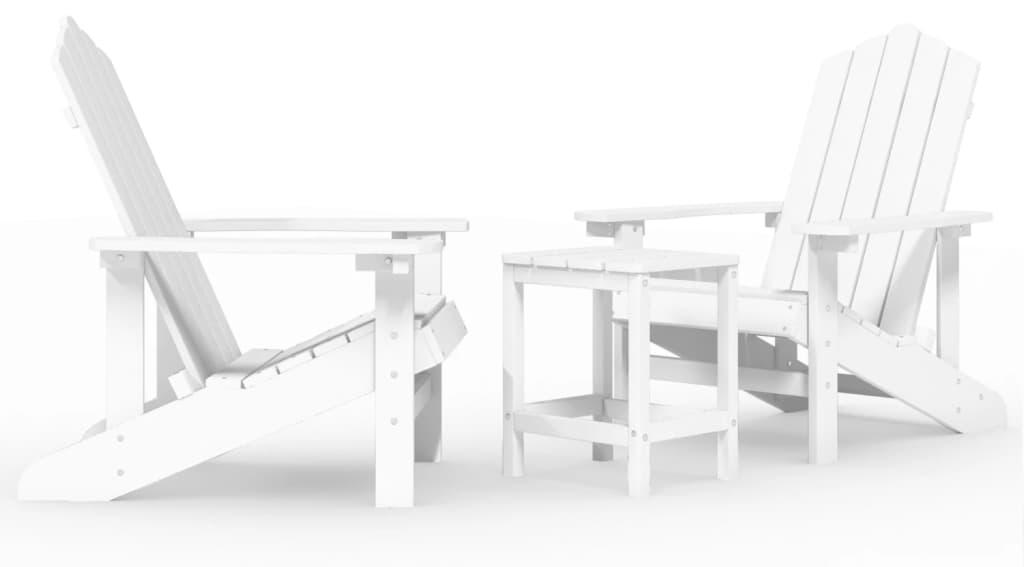 vidaXL Adirondack-Gartenstühle mit Tisch HDPE Weiß