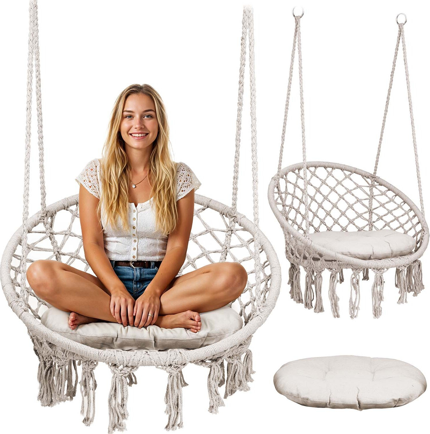 Sofotel Hangstoel voor de tuin in beige BOHO-stijl
