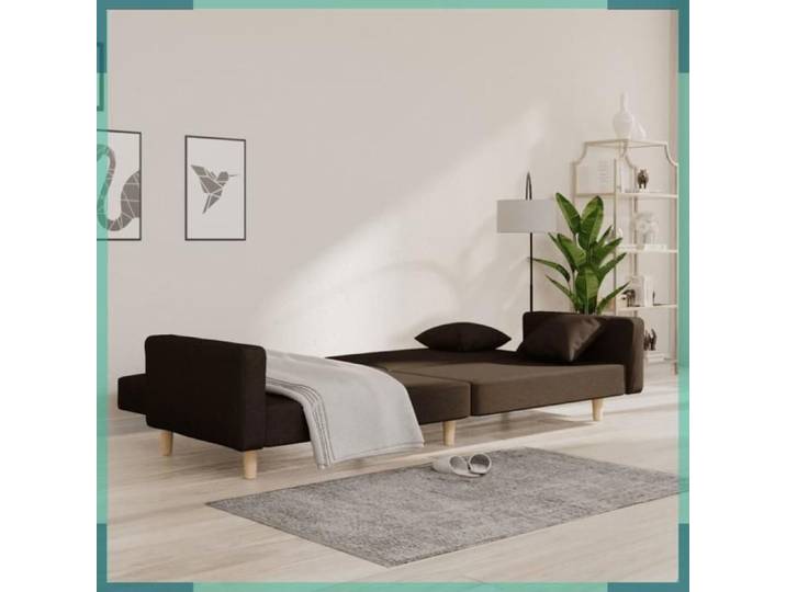 Canapé-lit - Modèle 375745 - 2 places - Tissu marron foncé - Convertible en lit (220 x 84 5 cm)