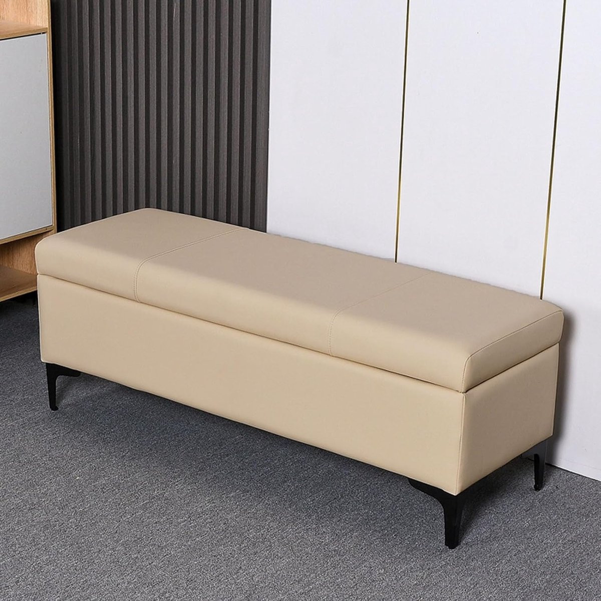 Beige Opbergbank - Ottomaanse Sofa met Verborgen Opbergruimte - 150 cm