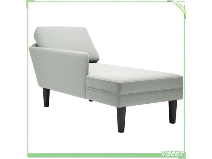 VGEBY Fauteuil long et coussin et accoudoir droit gris clair velours - 7894202895389