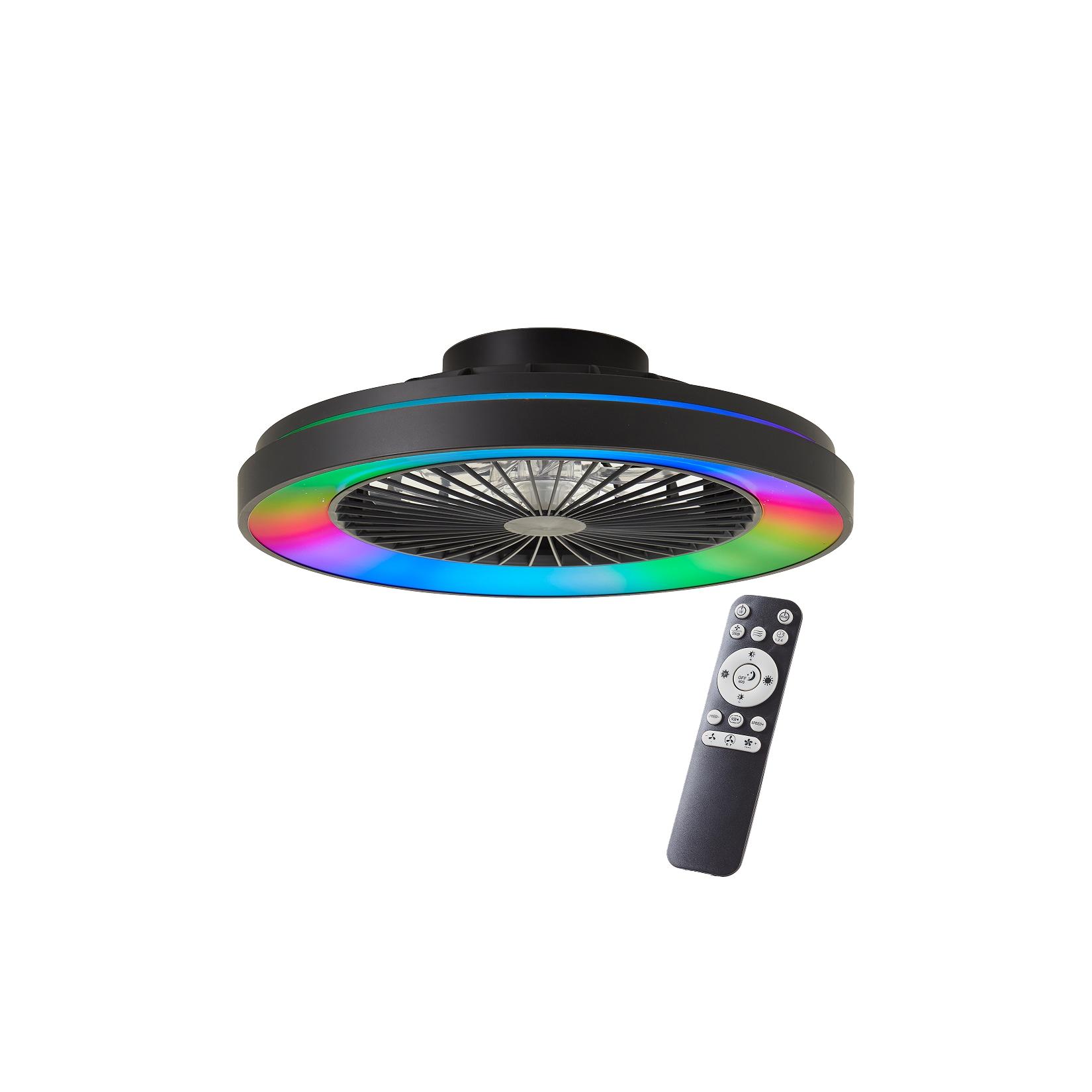Brilliant LED-Deckenleuchte mit Ventilator, 48,5 cm - Schwarz, Metall & Kunststoff, RGB & CCT-Technologie, Dimmbar, inklusive Fernbedienung