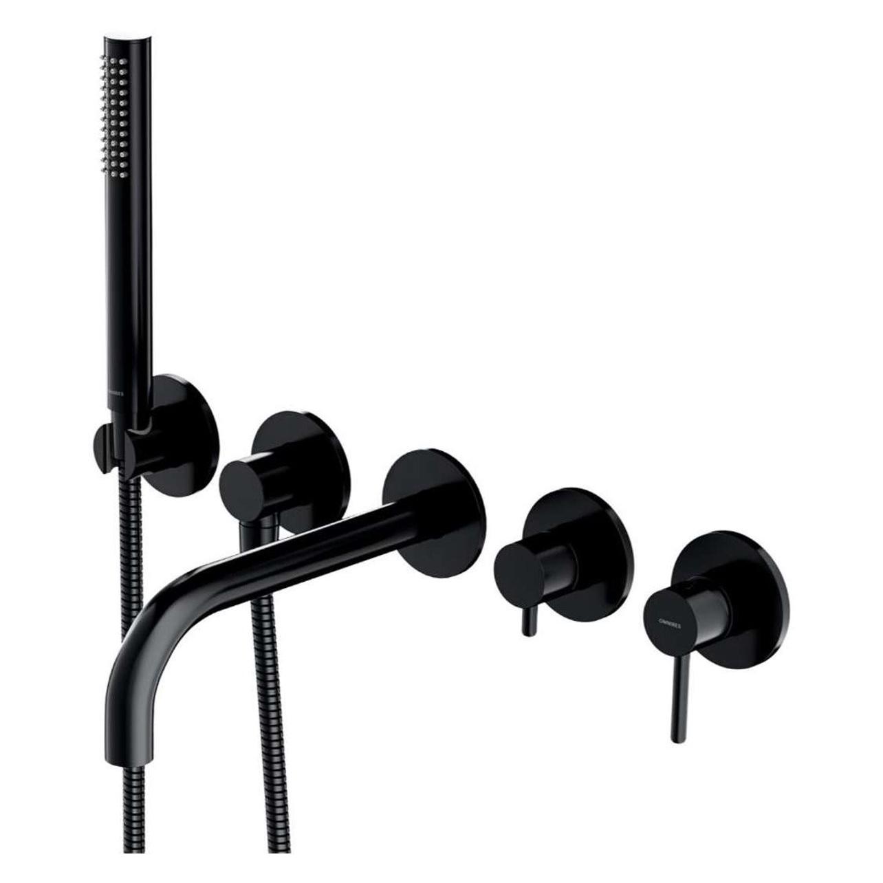 Omnires y - inbouw badkraan, 5-gats installatie, met inbouwdeel, met accessoires, zwart (58060993)