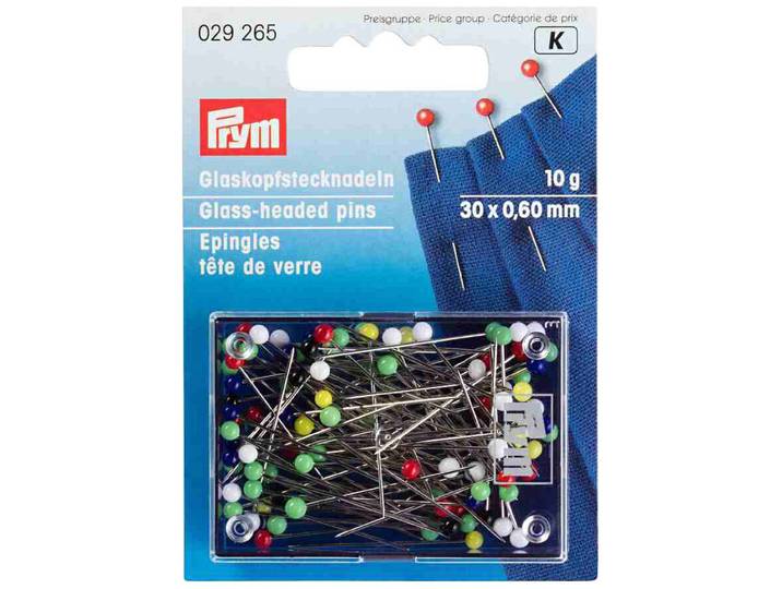 Prym Glaskopfstecknadeln bunt 0.60 x 30 mm Dose auf 10 g