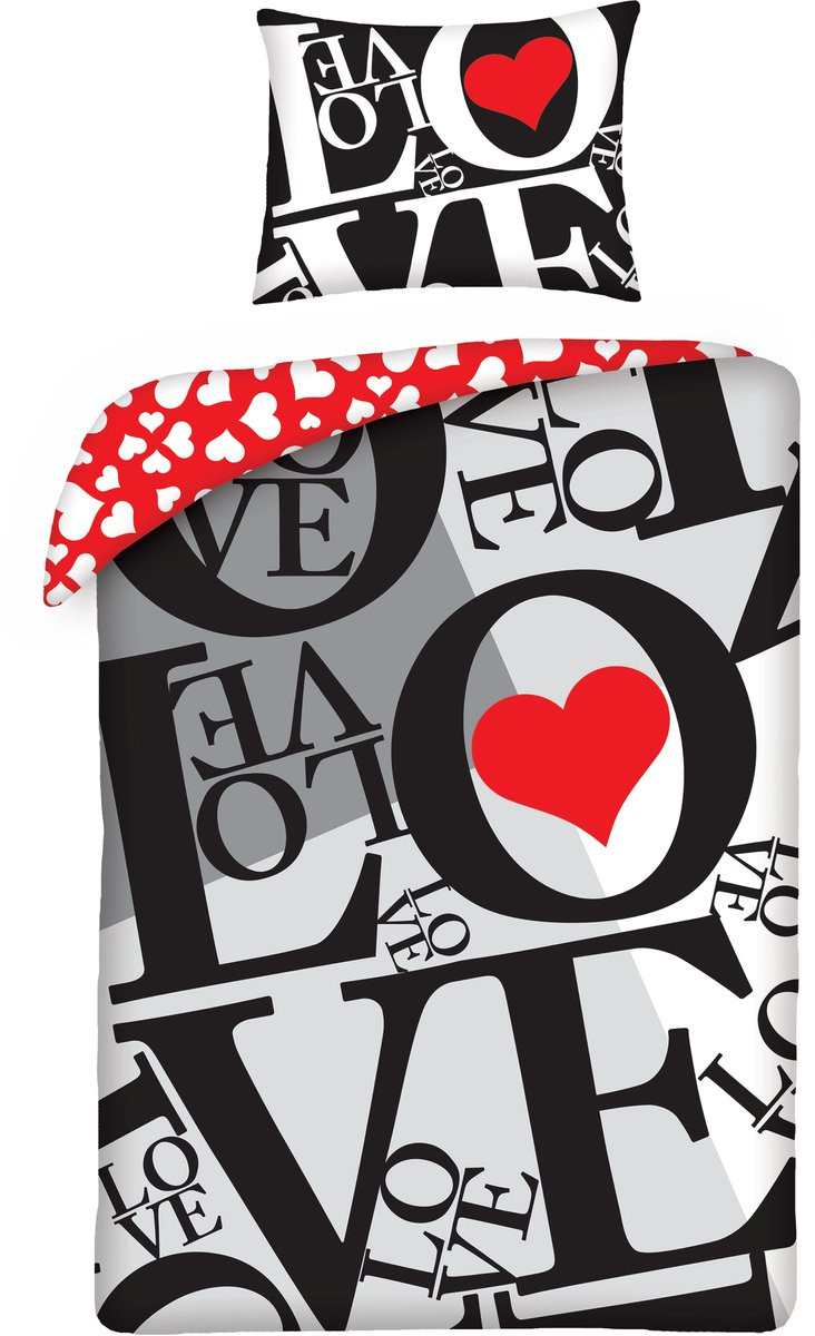 Les Valentines Dekbedovertrek Love - Eenpersoons - 140 x 200 cm - Katoen