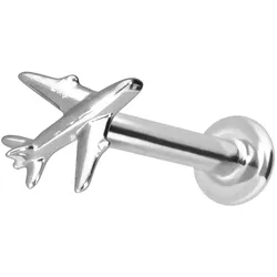 14 Karat Gold Labret mit Push Fit FLUGZEUG