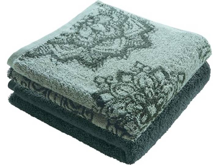 Erwin Müller Duschtuch Bühl 2er-Pack Oliv Größe 70x140 cm - besonders flauschig, voluminös, äußerst saugfähig