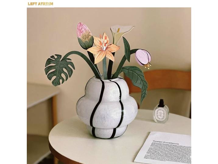 Vase rétro rayé en verre pour arrangement floral hydroponique, ornement de table, décoration esthétique pour salon