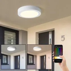 Deckenleuchte Wandleuchte Außenlampe Hauswand Leuchte Aluguss, weiß, Kunststoff, IP44 Spritzwasserfest, dimmer, smart home LED, Eglo, 98171