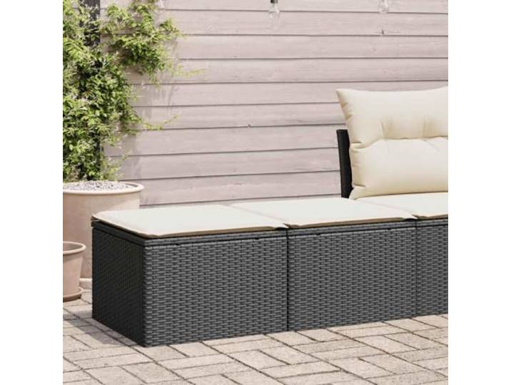 Polyrattan Sofagarnitur mit Kissen Terrassen Set Gartenmöbel 2 teilig 2-tlg. Garten-Sofa Set mit Polster Schwarz Poly Rattan, Outdoor Sitzwürfel Hocker mit Stauraum, wasserdichter Beutel,