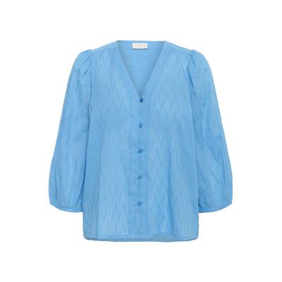 Langarmhemd KAFFE "Damen Langarm - Hemd KAgabriela", Damen, Gr. 38, N-Gr, blau (azure blau), Obermaterial: 100% Baumwolle CO., Hemden