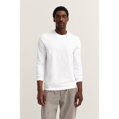 Longsweatshirt BUGATTI "Rundhals", Herren, Gr. XXL, weiß (10, weiß), Jersey, 100% Baumwolle, unifarben, normal, Rundhals, Sweatshirts, im Modern Fit aus Baumwolle
