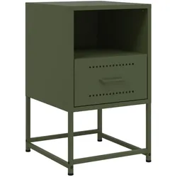 Décoshop26 - Nachttisch mit Schublade und offenem Fach 36 x 39 x 60,5 cm grüner Stahl DEC034709